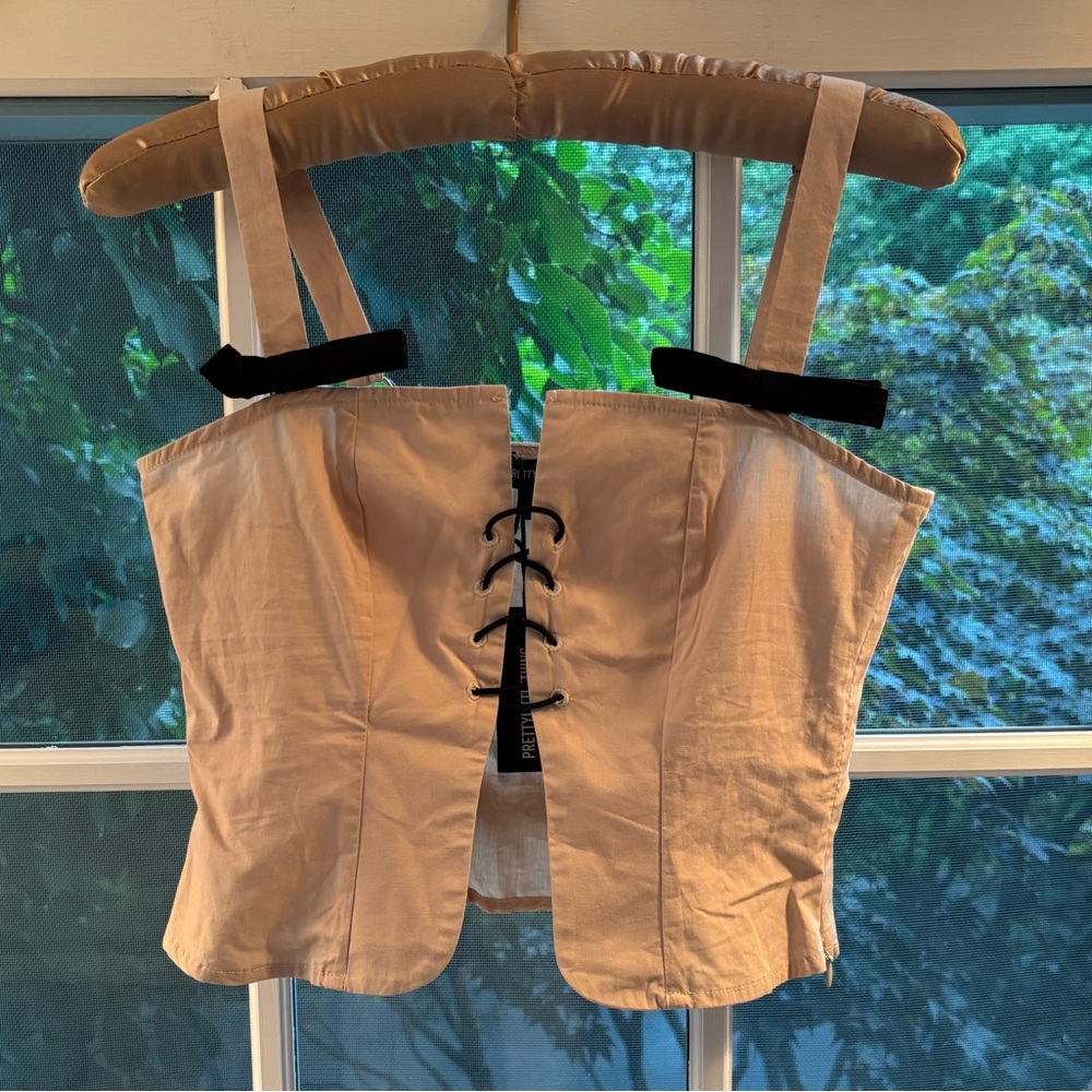PrettyLittleThing Cream Bustier Tank Top